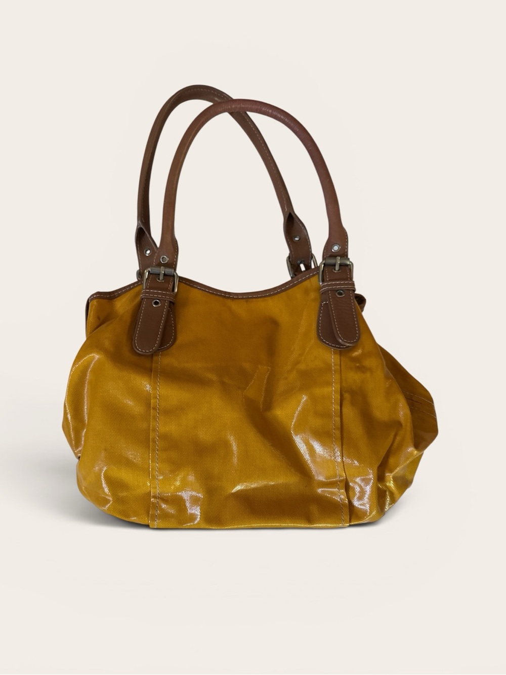 Boden Mustard Coated Canvas Satchel Bag